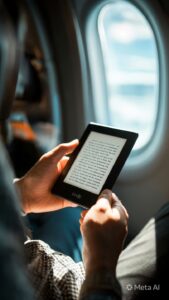 Amazon Kindle Paperwhite e-reader with glare-free display showing an open e-book.Kindle Paperwhite featuring a high-resolution screen and adjustable warm light.
Amazon Kindle Paperwhite digital reading device displaying a book page.